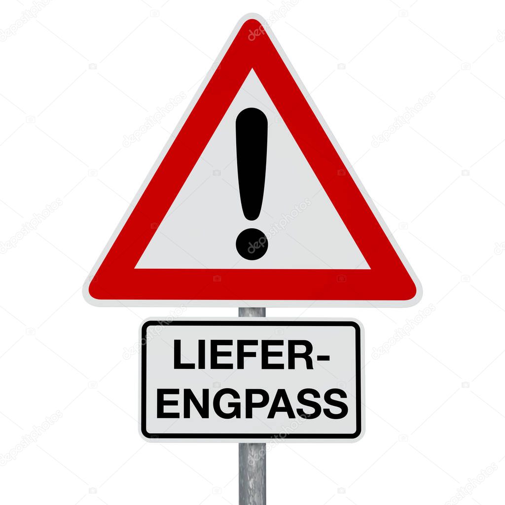 Caution Coronavirus - LIEFERENGPASS - German text - digitally generated image - clipping path included