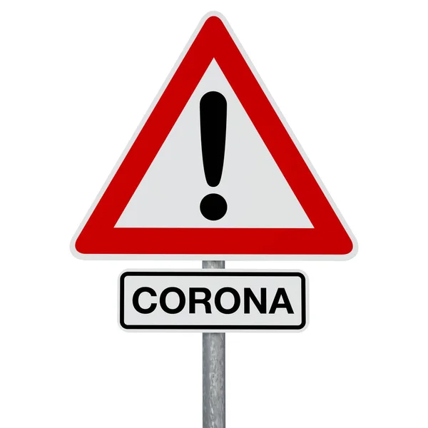 Znak Drogowy Corona Dodatkowy Znak Oba Dołączone Tego Samego Postu — Zdjęcie stockowe