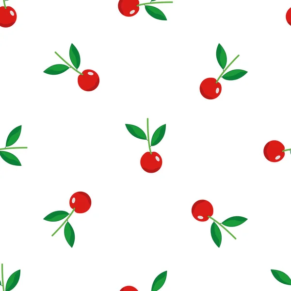 Безшовний червоний стиглий вишневий фрукт Векторний візерунок на білому тлі . — стоковий вектор
