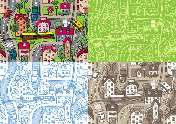 Città modello senza soluzione di continuità impostato — Vettoriale Stock