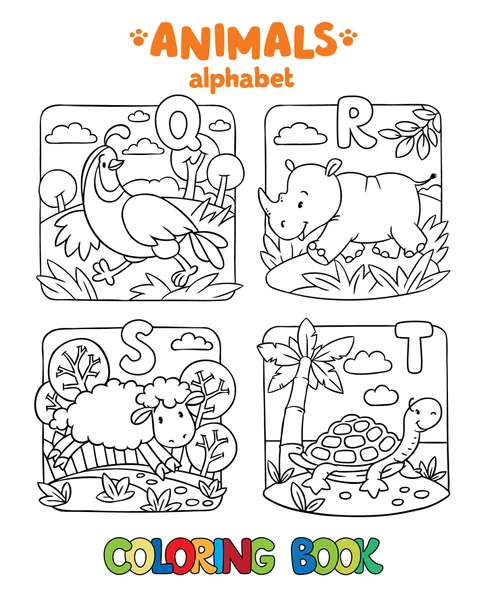 Dieren alfabet of Abc. Kleurboek — Stockvector