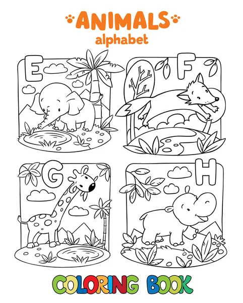 Alfabet zwierząt lub Abc. Kolorowanka — Wektor stockowy