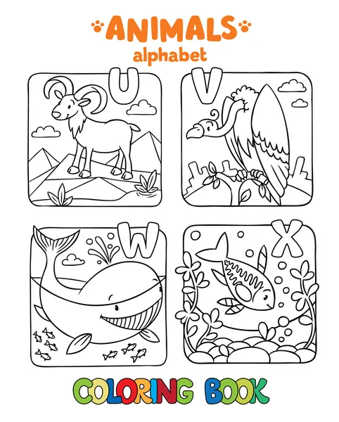 Alphabet des animaux ou ABC. Livre à colorier — Image vectorielle