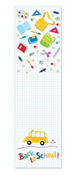 Back to school. Vertical banner or bookmark — ストックベクタ