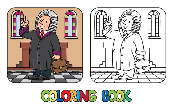 Libro para colorear de juez divertido — Vector de stock