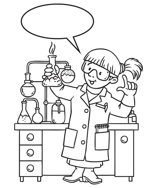 Coloring book of funny chemist or scientist — Stock Vector