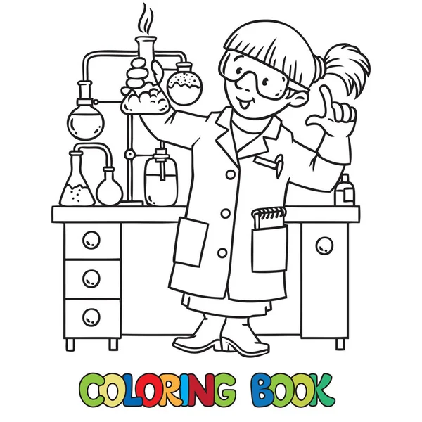Coloring book of funny chemist or scientist — Stock Vector