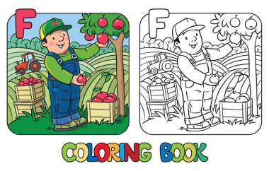 Çiftçi boyama kitabı. Alfabe F. meslek Abc