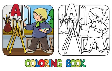Sanatçı boyama kitabı. Meslek Abc. Alfabe A