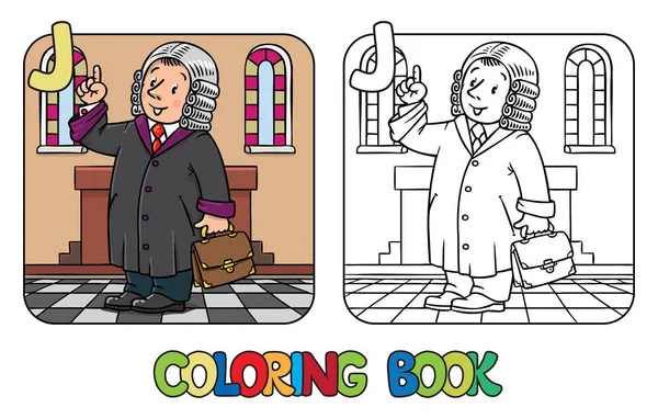 Juez libro para colorear. Alfabeto J. Profesión ABC — Vector de stock