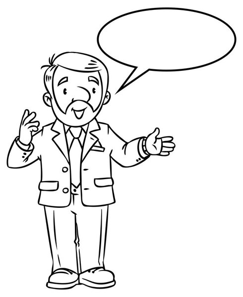 Funny univercity lector. With balloon for text