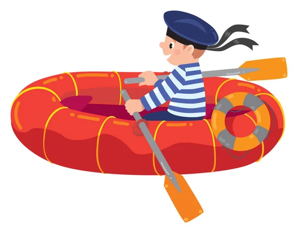Счастливый моряк в лодке — стоковый вектор