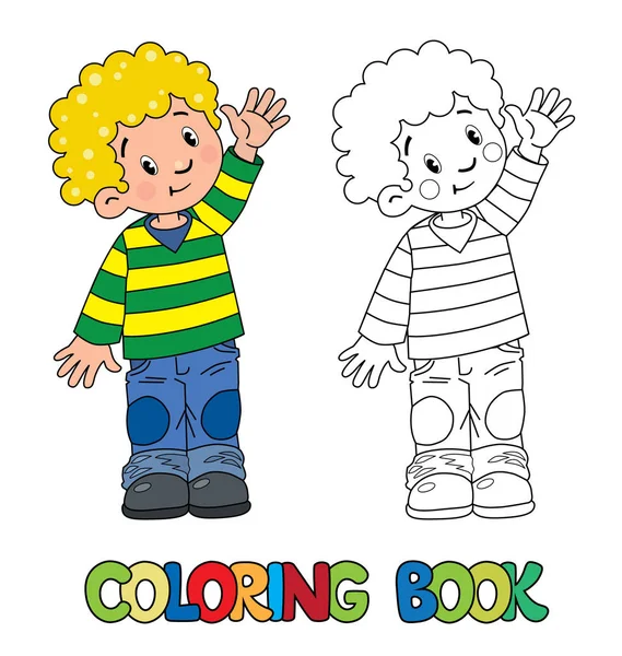 Engraçado menino colorir livro —  Vetores de Stock