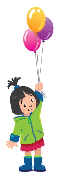 Lustiges kleines Mädchen mit Luftballons — Stockvektor