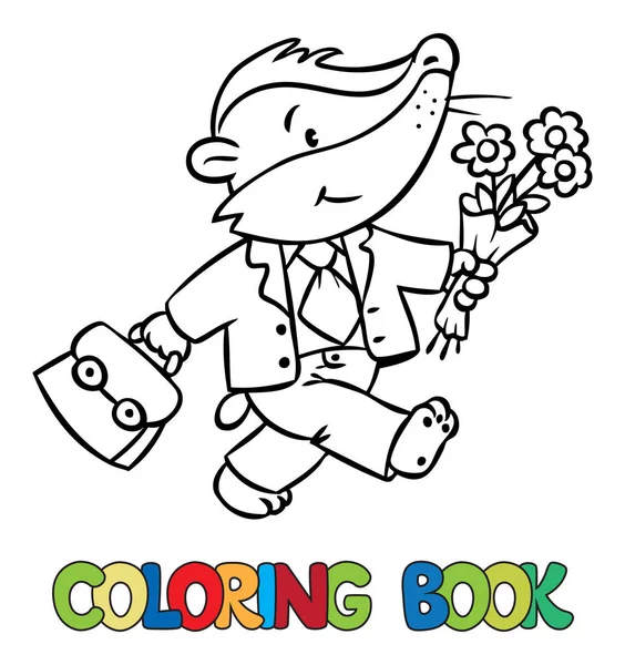 Coloring book of little funny badger — Stock Vector