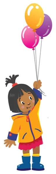 Смішна маленька дівчинка з повітряними кулями — стоковий вектор