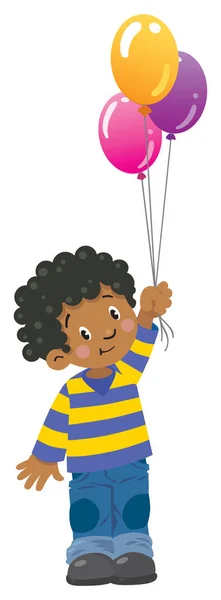 Lustiger kleiner Junge mit Luftballons — Stockvektor