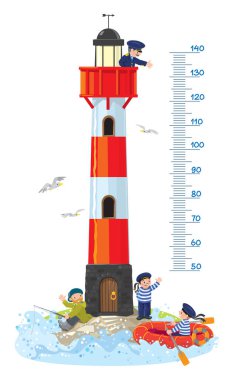 Metre grafik deniz feneri ile duvar veya yükseklik