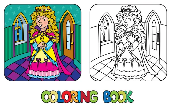 Livre à colorier de beauté reine des fées ou princesse — Image vectorielle