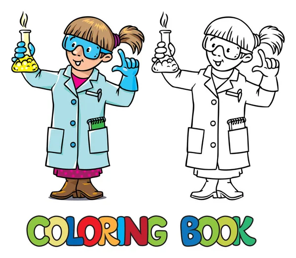 Livro de colorir de químico engraçado ou cientista —  Vetores de Stock