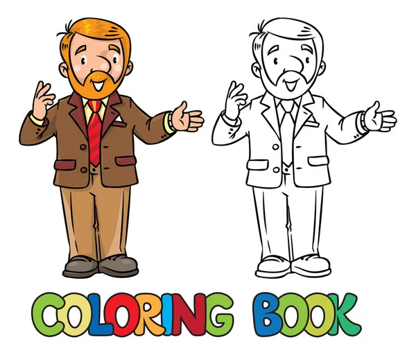 Profesor universitario divertido. Libro para colorear — Vector de stock