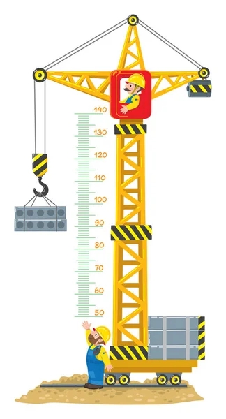 Construction crane meter wall or height chart — Stock Vector