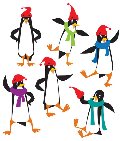 面白いペンギン セット — ストックベクタ
