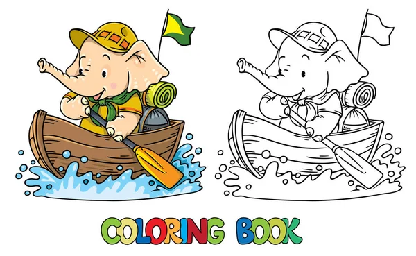 Küçük bebek fil tekne ile yüzer. İzci