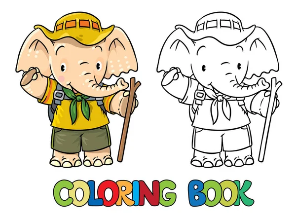 Scout. Petit éléphant. Livre à colorier . — Image vectorielle