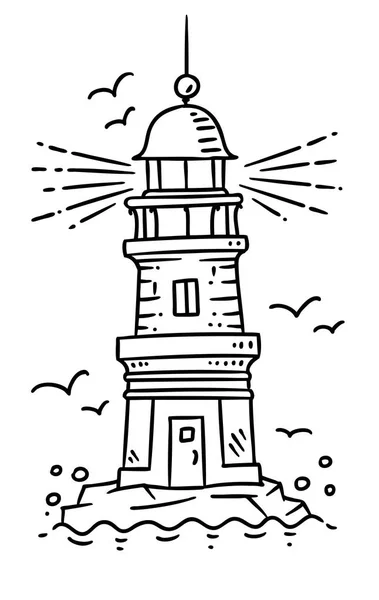 灯台の建物の岩の上 — ストックベクタ