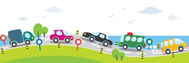 Arabalar yatay sorunsuz arka yolda