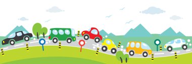 Arabalar yatay sorunsuz arka yolda