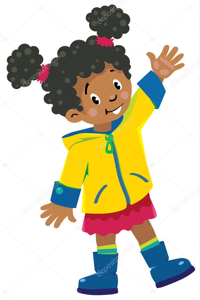 Funny little african girl waving by hand