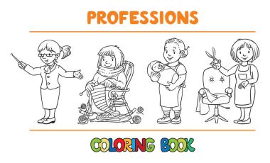 Kadının mesleği kitap seti boyama