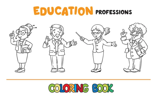 Onderwijs beroepen kleurplaten boek. — Stockvector