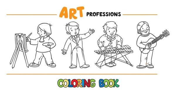 Profesiones de arte para colorear libro . — Vector de stock