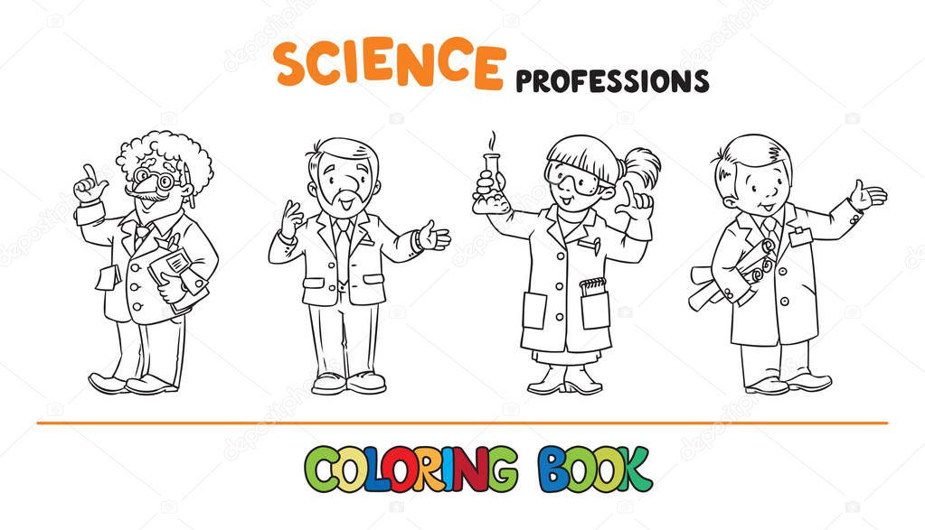 Science professions coloring book set