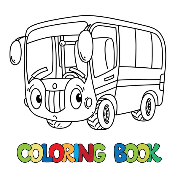Pequeño autobús divertido con ojos. Libro para colorear — Archivo Imágenes Vectoriales