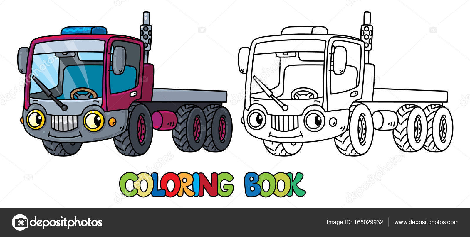Petit camion drôle avec des yeux. Livre à colorier image vectorielle