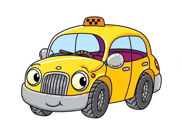 Roliga små taxi bil med ögon — Stock vektor