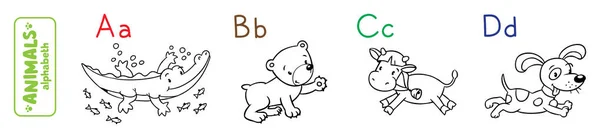 Alfabeto animal ou ABC. Livro para colorir —  Vetores de Stock