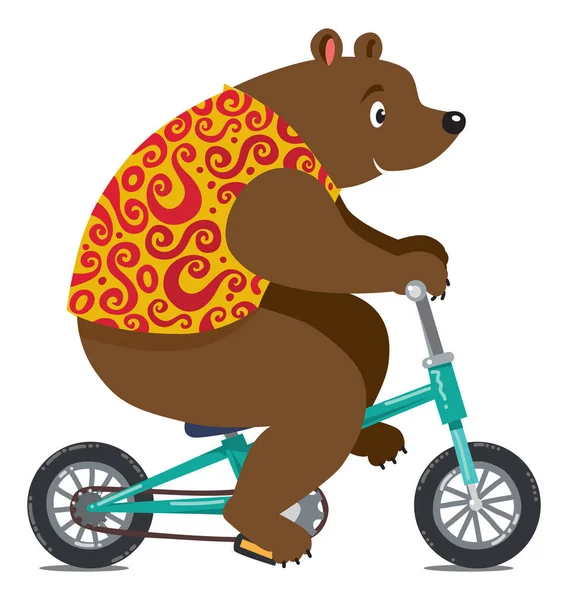 Funny circus bear on bicycle — Stock Vector