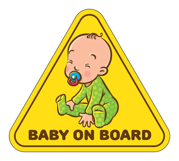 Grappige kleine baby zitten met dummy — Stockvector