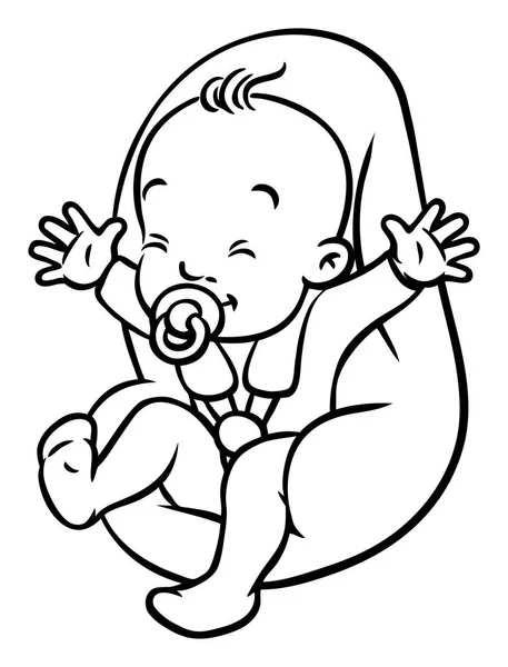 Komik küçük Bebek Oto Koltuğu kukla ile — Stok Vektör