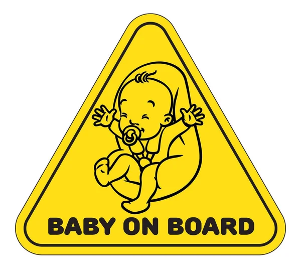 Grappige kleine baby met de dummy in de autostoel — Stockvector