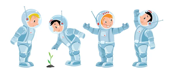 Funny boys. Cosmonaut or astronaut set — Stock Vector