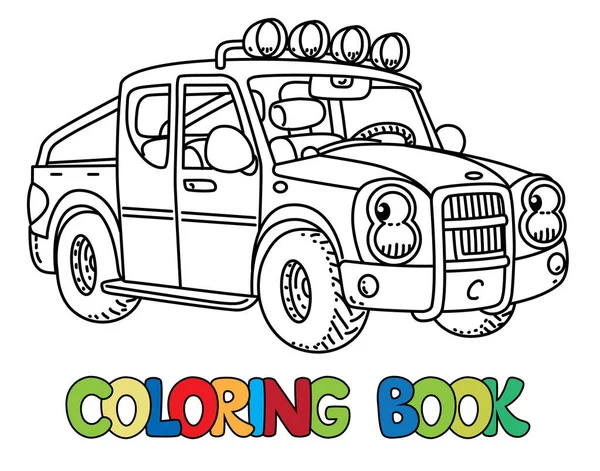 재미 있는 작은 픽업 트럭 눈. 색칠 하기 책 — 스톡 벡터