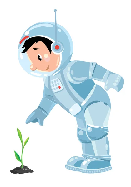 Cosmonauta engraçado menino ou astronauta — Vetor de Stock