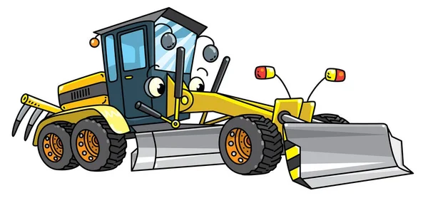 Grader divertido coche con ojos . — Vector de stock