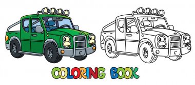 Komik küçük kamyonet gözleri olan. Boyama kitabı